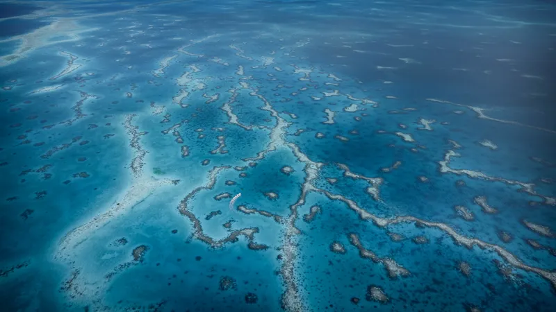 Aerial view of reefs in Ayau
