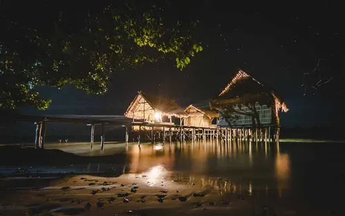 Homestay in Raja Ampat at night