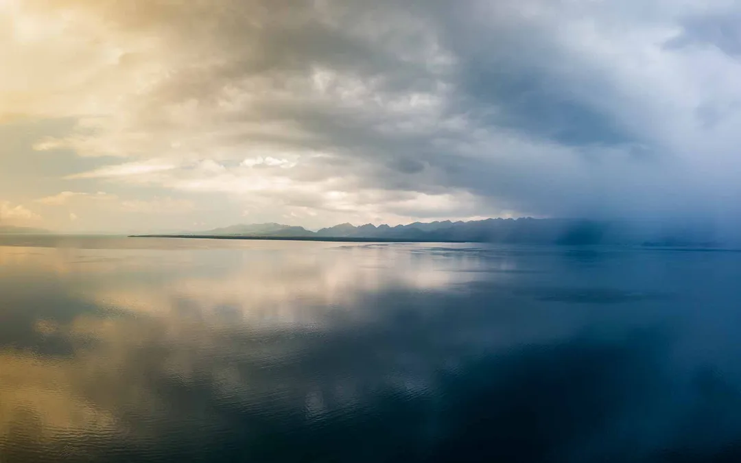 A localized rainstorm passing by in Raja Ampat
