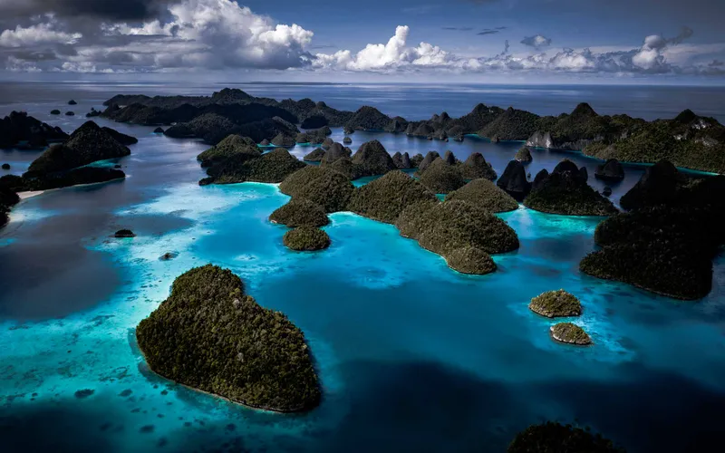The iconic karst islands in Wayag's lagoon