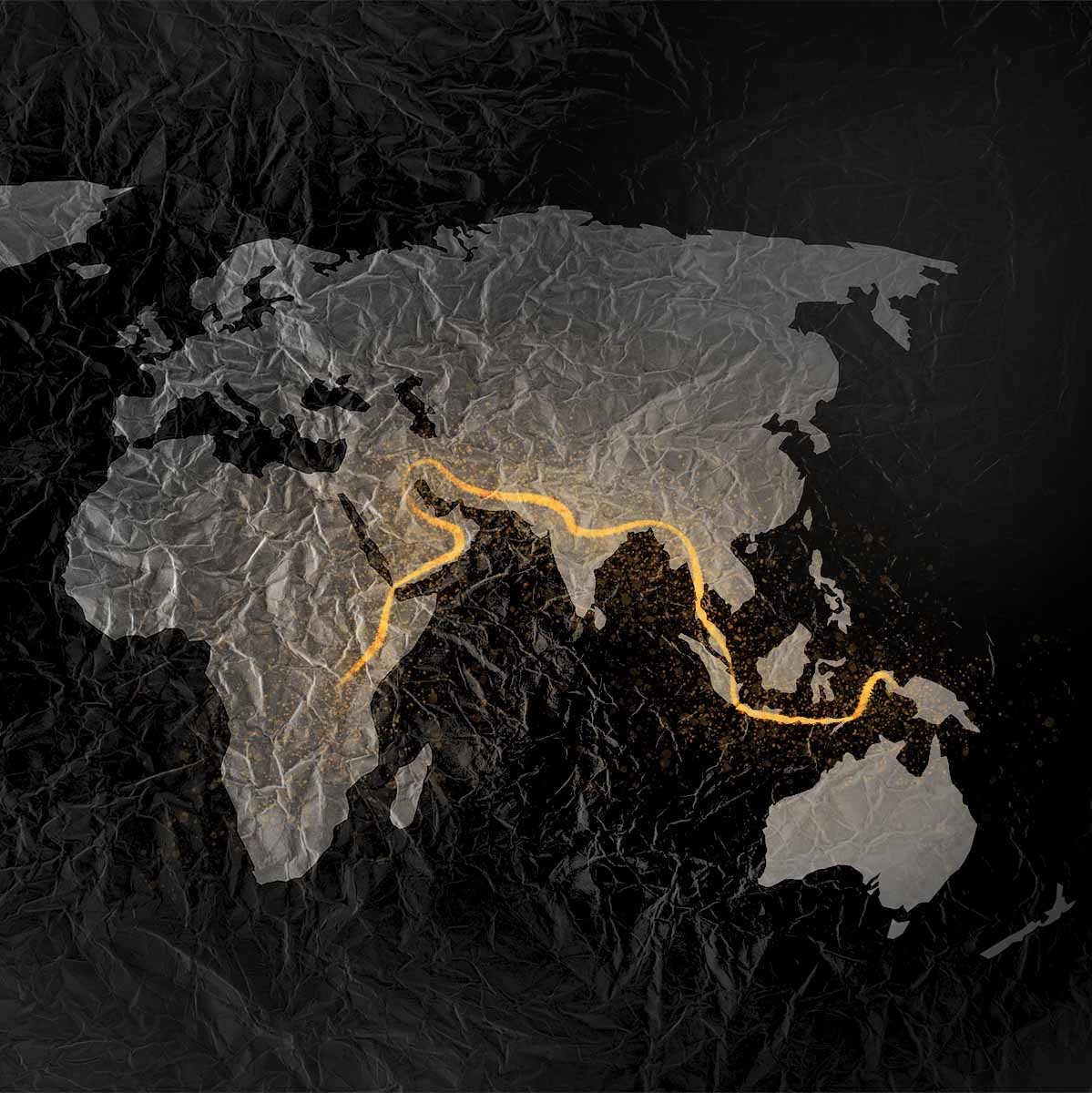 Map showing the southern dispersal