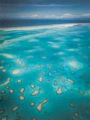 Aerial view of Ayau lagoon in Raja Ampat