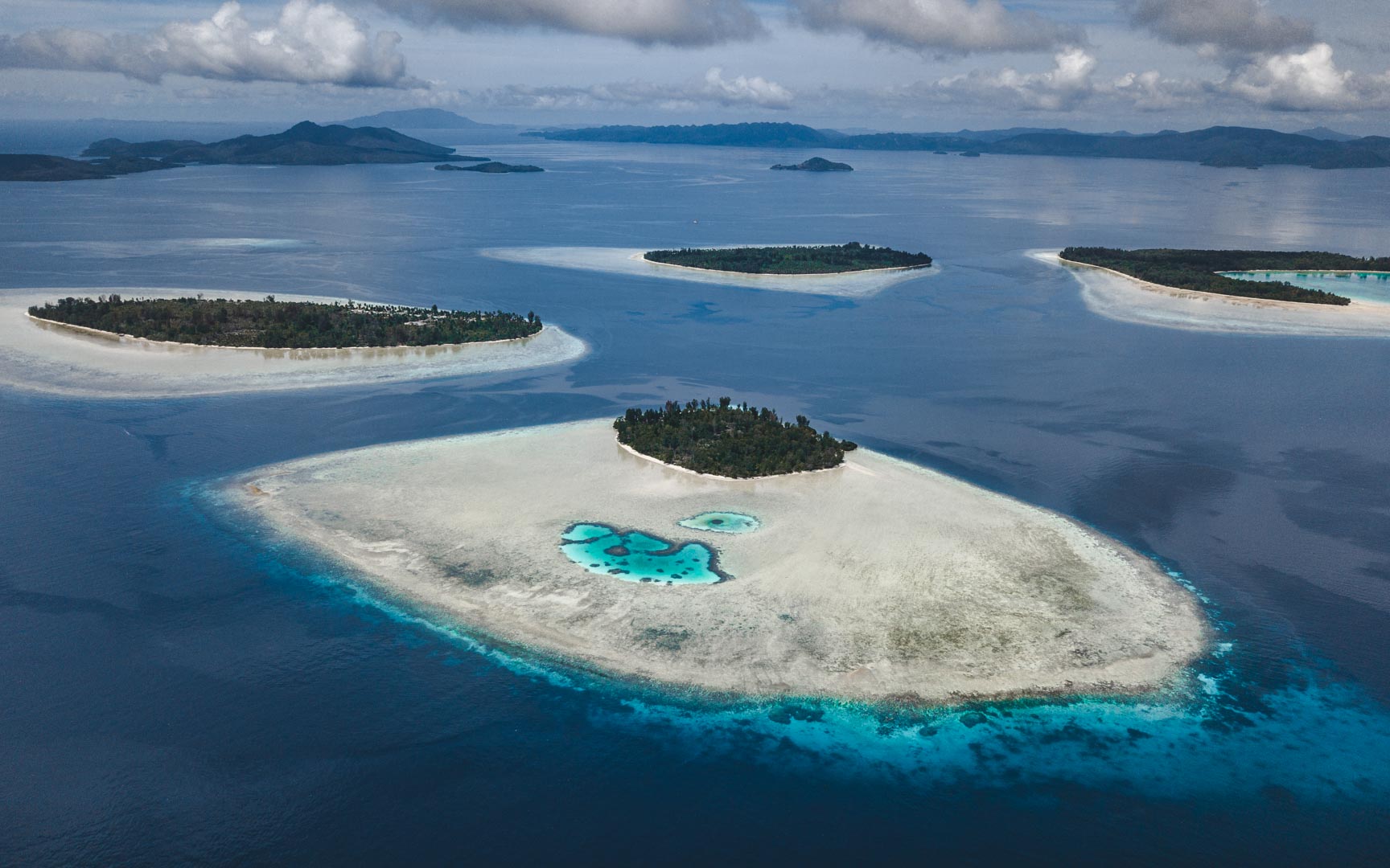 Aerial view of Raja Ampat's Meos Manggara and the surrounding islands