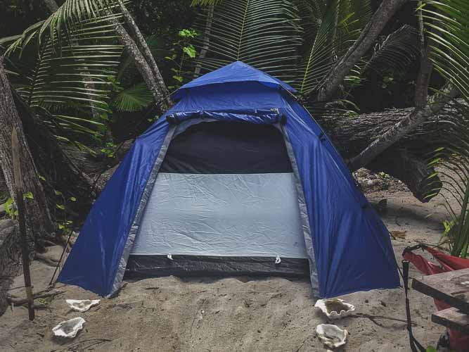 Camping on a secluded beach in Raja Ampat